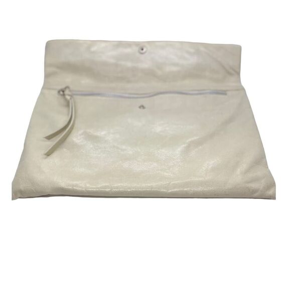 Gianni Chiarini Cream Leather Clutch Shoulder Bag Italy Minimalist Understated - Picture 7 of 13